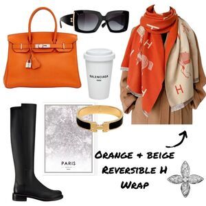 H Equestrian Reversible Orange & Beige Horse Wrap